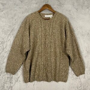 Vintage Elisabeth Sweater Sz 2 Earthy Brown Marled Cable Knit Liz Claiborne Cozy